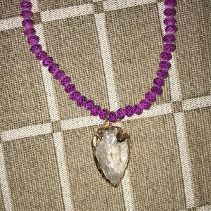 Handmade purple beaded necklace with pendant